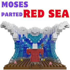 A Prayer Gift, Jesus Series-Moses Parted The Red Sea Mini Figurine, Bible Story w/Lego, Jesus Toy, Christmas Party Gift, Nativity Building Set for Aged 14+, for Kids and Adults (904Pcs/7.7x3.6x6inch)