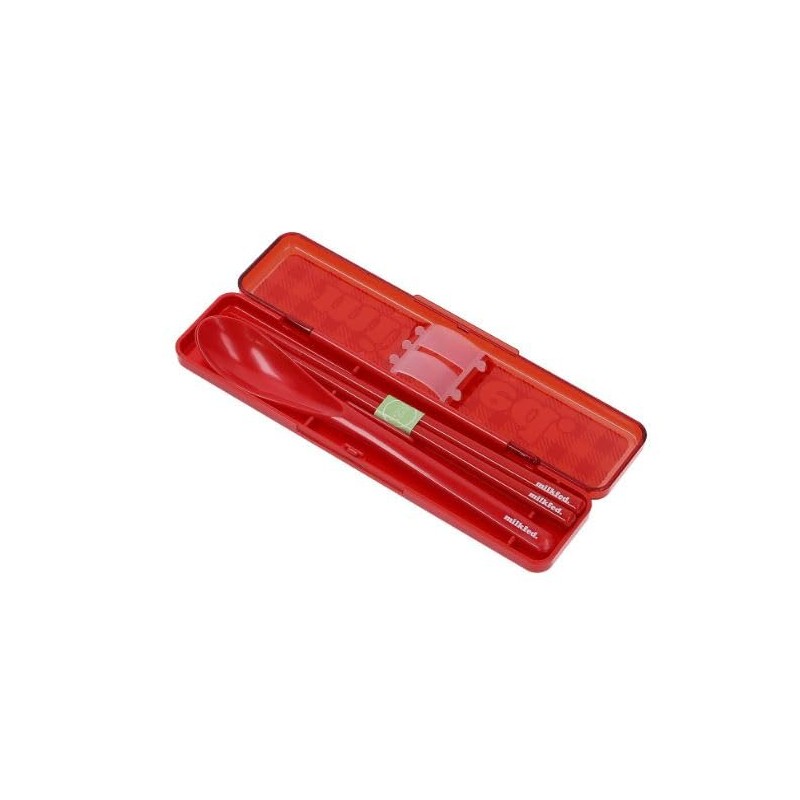 Milkfed GINGHAM CHOPSTICKS AND SPOON SET Chopsticks Set, red