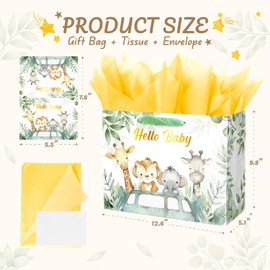 ysmile Gift Bag for Baby Shower Animal Design for Baby Boy Girl Birthday Newborwn 12.6"