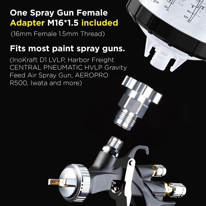 InoKraft Disposable Paint Spray Gun Cup, 3 Cup Size 6