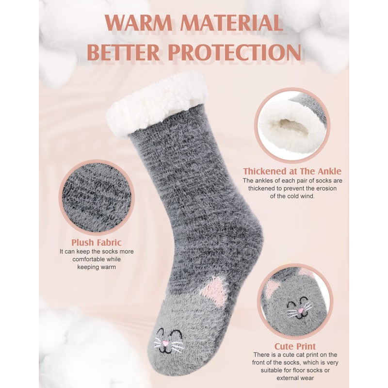 Geyoga Slipper Socks Cute Warm Cosy Fluffy Socks Thick Cozy