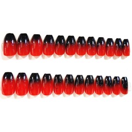Americana Ombre Sparkle Glossy Ballerina Press-On Nails - 24 Pieces - Artificial Nail Kit
