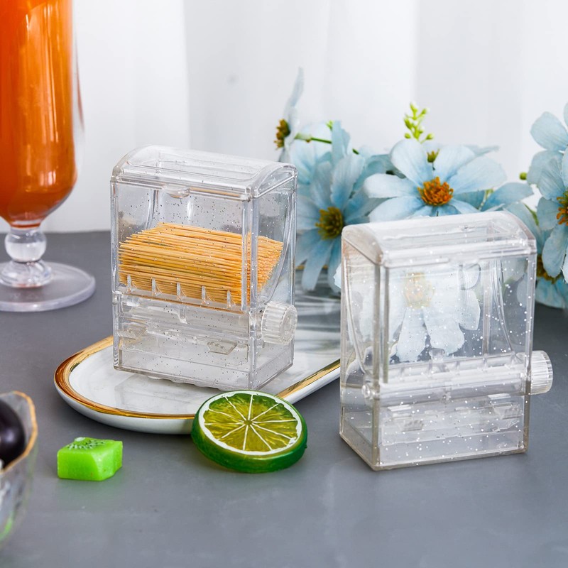 Tessco for you 4 Pieces Toothpick Dispenser Creative Clear Knob