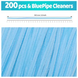 Iooleem 200pcs Light Blue Pipe Cleaners, Chenille Stems, Pipe Cleaners for Crafts, Pipe Cleaner Crafts, Art and Craft Supplies.