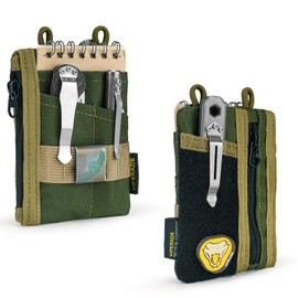 VIPERADE VE18-S Small EDC Pouch Tool Organizer,Multifunction Small Tools Pouch with 6 Pockets,EDC Organizer Pouch for Men,Mini Pocket Pouch with Velcro Area for DIY (Green+Khaki)