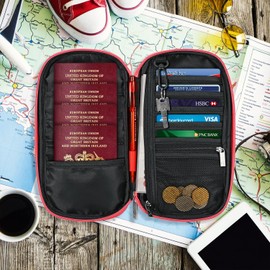 Vinsani Passport Holder & Document Organiser Family Travel Essentials Holiday Wallet Accessories Bag with RFID Blocking Multi-Passport Cover Case for Men Women Unisex - Pink