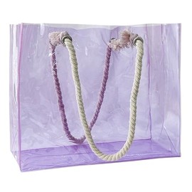 TotePrint Women's PVC Handbag, Transparent PVC Shopping Bag with Rope Holder, Large Waterproof Sports Bag, Summer, Pool, Party, Beach, Blue, 36.5 x 32 x 12 cm (1 Piece), Purple