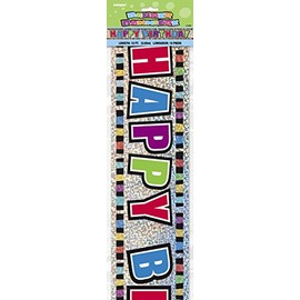 Unique Party 10865 - 12ft Prism Multi Coloured Happy Birthday Banner