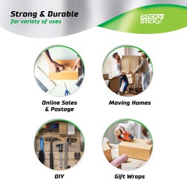 Sticky Sticky Sticky Sticky Packing Tape 6 Rolls 48MM x 60M Brown Parcel Tape for Boxes - Packaging for Moving House - Shipping