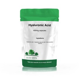 ECO-VITS HYALURONIC Acid 400MG 120 CAPS. Recyclable Packaging. Sealed Pouch