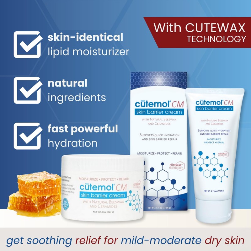 Cutemol CM Emollient Cream - Natural Beeswax & Ceramides for