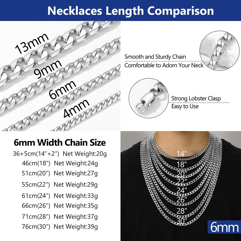 Prosteel Mens Chain Necklace for Man Stainless Steel Chains Minimalist
