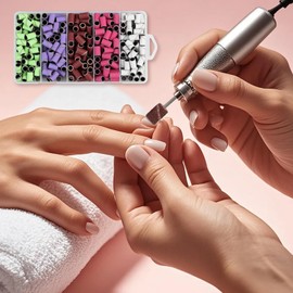 Pack of 300 Sanding Belts for Nail Drills, Professional Sanding Attachments in 5 Grits (80#, 120#, 150#, 180#, 240#) for Manicure and Pedicure, Robust Nail Files for Nail Art