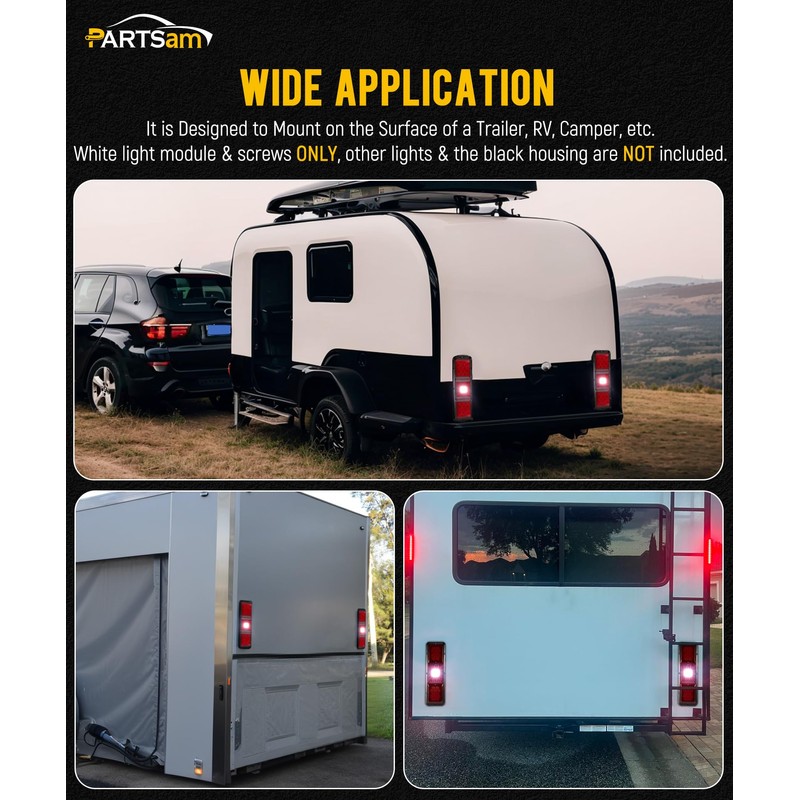 Partsam RV Tail Light Module Reverse Backup Lights Clear Lens