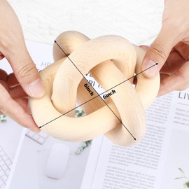 Yalikop 3 Link Wood Knot Decor - Hand Carved Coffee Table Decoration, Boho Chain Link Decor, Modern Shelf, Rustic Objects for Home Living Room Bedroom(Natural)