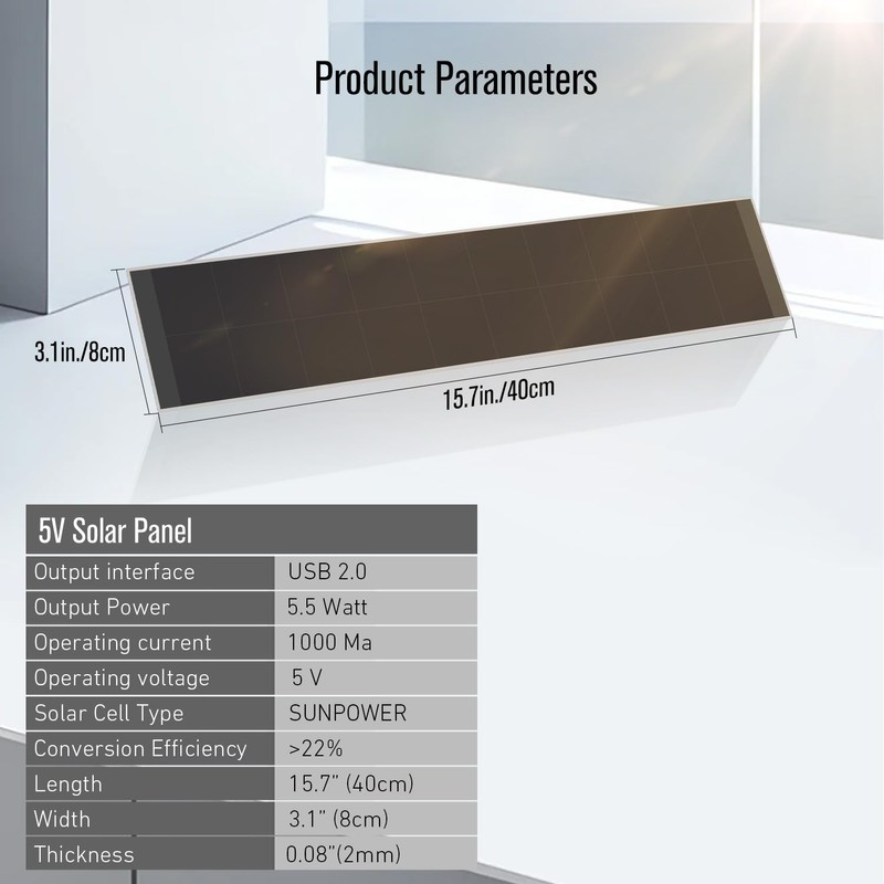 Blinds Motor Solar Charging Panel USB 2.0 Interface, 5V 5W