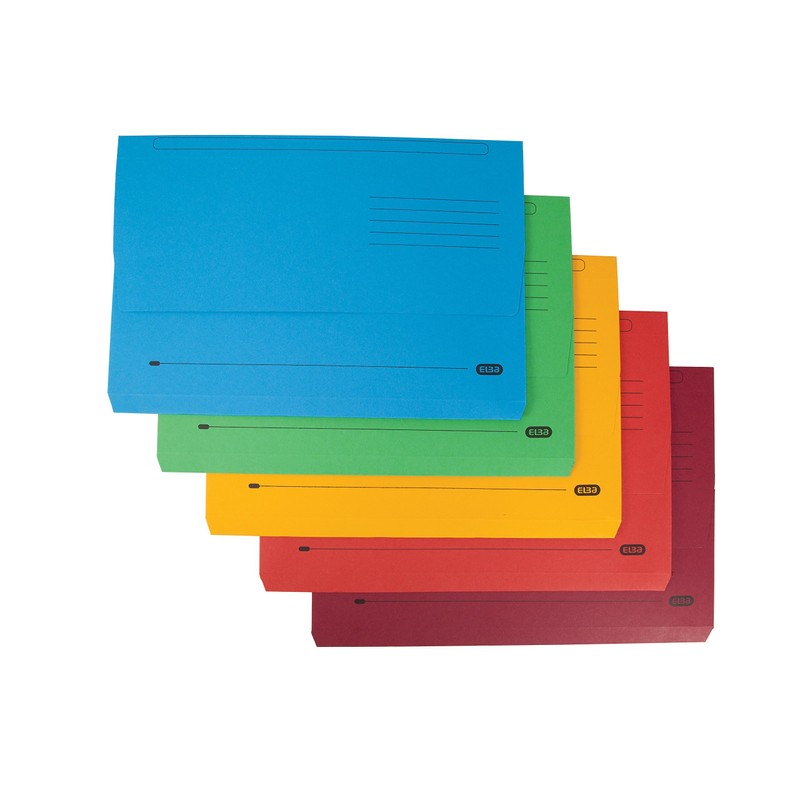 Elba Foolscap Document Wallet, Assorted Colours, Pack of 10 Folders