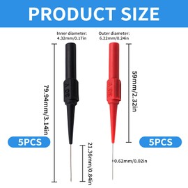 VILITI 10 Pieces Test Back Probe Pin,Multimeter Test Leads Power Back Probe Pin 0.7mm Wire Piercing Electrical Insulation Non-Destructive Stainless Steel Pin Multimeter Probes Car for Automotive Tester Kit