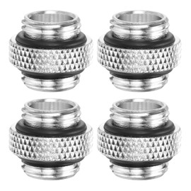 sourcing map 4pcs Water Cooling Adapter G1/4" Thread Male to Male Mini Extender Fitting Copper Water-Cooled Compression Fitting with O-Ring for Computer PC Water Cooling System, Silver