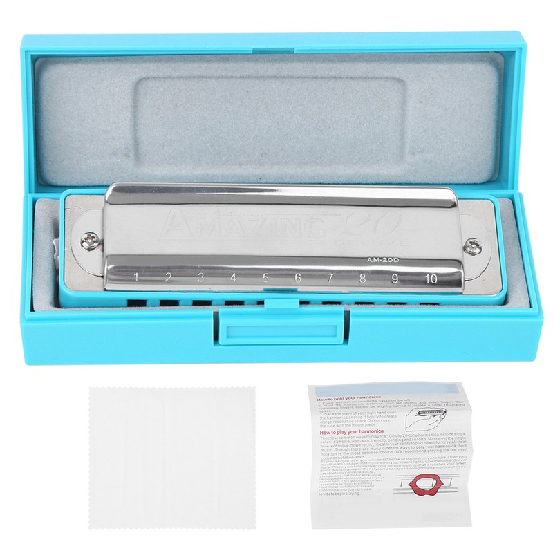 Blues Harmonica 10‑Hole Mouthorgan Eb Key ABS Resin Comb Beginner