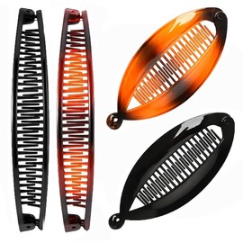 XENQITO Pack of 4 Large Banana Clips, Vintage Hair Clip, Hair Clip for Thick Hair, Ponytail Hair Cip, Thick Hair Clip