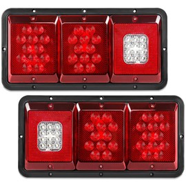 WUSHIXAN 2Pcs Triple Tail Lights 36 LED, Rectangle Vertical or Horizontal Mount Waterproof Trailer Camper RV Tail Lights Stop Turn Tail Backup Reverse Lights Taillights