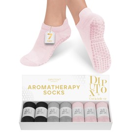 7 Pairs Pilates Socks with Grips for Women- Non Slip, Ankle Yoga Socks for Yoga, Pilates, Ballet & Barre Workouts; Breathable, Aromatic, Anti-Blister– Perfect Athletic Gifts for Gym & Hospital Use