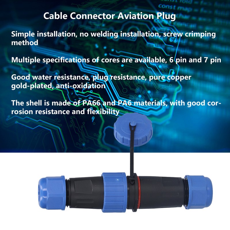 Aviation Cable Connector Socket IP68 Waterproof 6 Pin 7 Pin