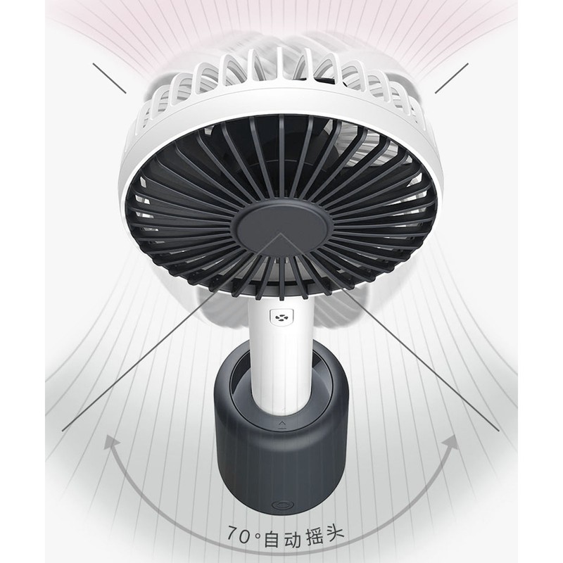 Portable Handheld Fan 3 Levels Automatic Shaking Head USB Rechargeable