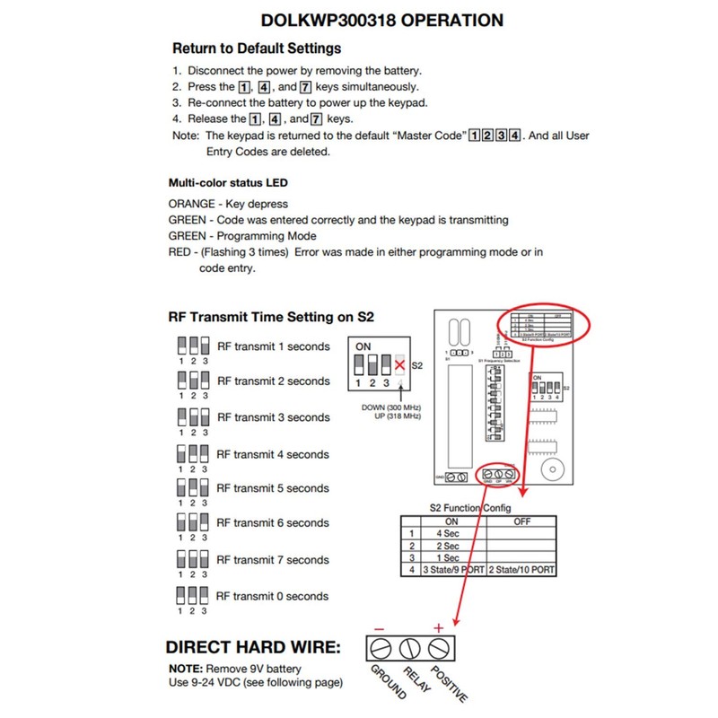 Gate Keypad Wireless Keypad Linear Multicode Compatible 300MHz GTO Mighty