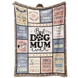 Encoink Dog Mum Gifts - Best Dog Mum Ever Blanket, Funny Dog Lover Gifts for Women, Cozy Dog Gift for Women, Dog Owner, Dog Themed Present Blanket for Birthday, Christmas, Mother’s Day
