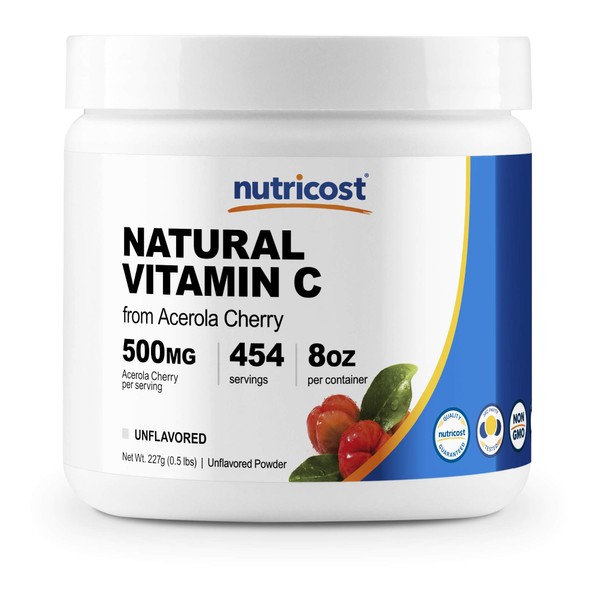 Nutricost Natural Vitamin C - Acerola Cherry Powder 0.5 LB - Gluten Free & Non-GMO