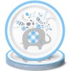 Unique 78394 7" Round Elephant Dessert Plates - Blue (Pack