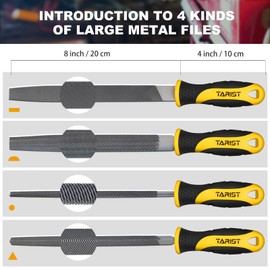 TARIST 17PCS File Set with Tool Bag, Includes 4PCS Large Metal File, 12PCS Needle File and Wire Brush,Work for Metal, Wood and More