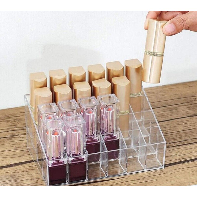 TIKA 24 Slot Clear Acrylic Lipstick Holder - Cosmetic Organizer