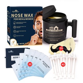 Lifestance Nose Wax Kit Men | 150g Wax | Large Capacity Nose Hair Wax Kit with 40 Applicators, 20-25 Uses | Nose Wax Kit for Women | Nose Hair Waxing Kit for Men with Balm Wipes and Mustache Guards