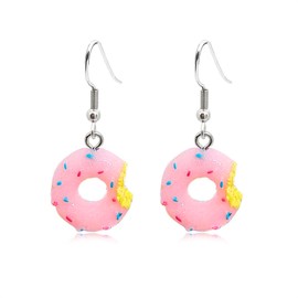 Cute Pink Donut Set For women Cartoon Best Friend Donut Jewelry Resin Faux Food Donut Earrings Necklace Set For Woman Gift (earrings)