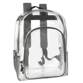 Clear See Through Backpack Heavy Duty | Transparent Clear Backpack Bags Stadium Approved for Women, Men, School, Travel (Grey)