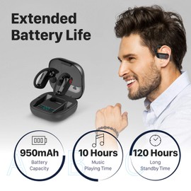 Jinpei Wireless Earbuds, Sports Headphones, Fast Charging,30H Playtime, Microphone, Deep Bass, with Smart LED Display for Sports Running Gaming JE-03B