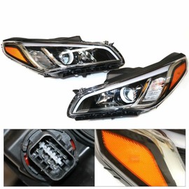BJTDLLX Halogen Headlight Set Assembly Compatible with Hyundai Sonata 2015 2016 2017 Driver & Passenger Side (Left+Right)