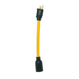 Southwire Generator Adapter Cord - Converts 15A to 20A Receptacle - Twist-to-Lock Plug - Durable Molded Connectors - High Visibility Yellow Jacket - 9 Inch - 12/3 STW