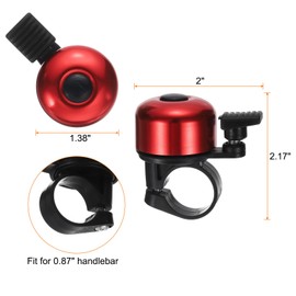 HARFINGTON Bike Bell Mini Bicycle Bell with Loud Crisp Clear Sound Bike Ring Bell Aluminum Bike Accessories for Road Adults Children Mountain Bike, Red