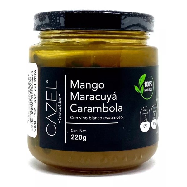 CAZEL Conservas de Autor Mermelada De Mango Maracuyá Y Carambola Natural 220g