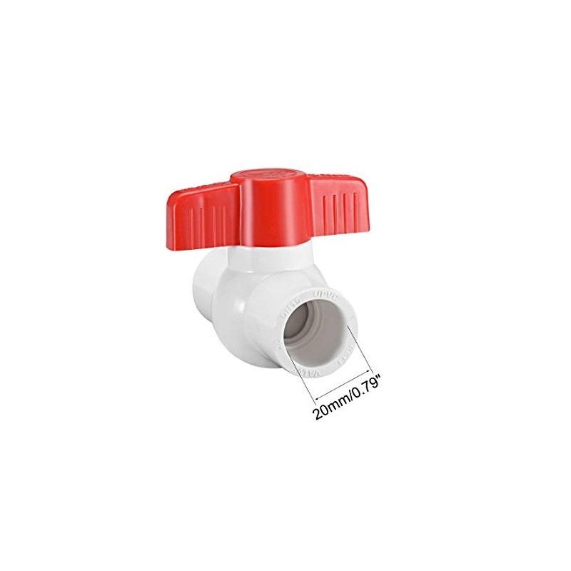 sourcing map 20mm PVC Ball Valve for Water Supply Pipe,