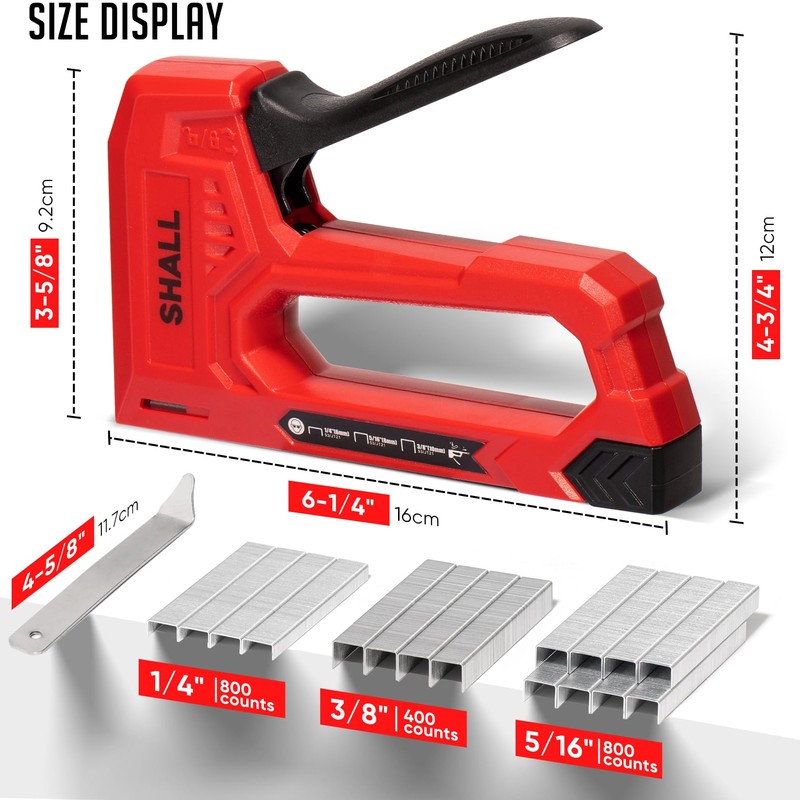 SHALL Light Duty Staple Gun for Wood - Red Upholstery