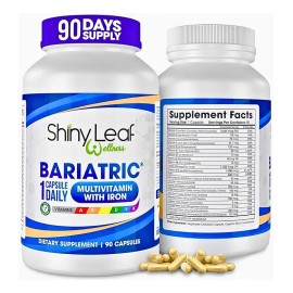 Shiny Leaf Multivitaminico Bariatrico Cirugia Bariatrica Completo 3 meses con Hierro 90 Capsulas Sin Sabor