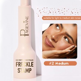 Freckle Stamp Pen, Fake Freckle Stamp Makeup Tool, Faux Freckle Stamp with Quick Dry 5-Point Multi-Prong Soft Tip, Waterproof & Long Lasting Lifelike Sunkissed Face Freckle Makeup (2# Medium)