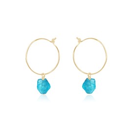 Apatite Raw Nugget Hoop Earrings in 14k Gold Fill