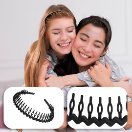 3 Pieces Sharks Tooth Hair Comb Plastic Non Slip Headband Wavy Teeth Hair Hoop Fashion Effortless Hairband Hair Accessory for Women Girls (Black, Pack of One)