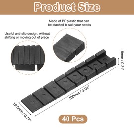 sourcing map 40 Pcs Composite Shims and Leveling Wedges, 3.94-in Black Plastic Shims, Firm and Non-Slip for Leveling Table, Toilet, Hot Tub, and DIY Furniture